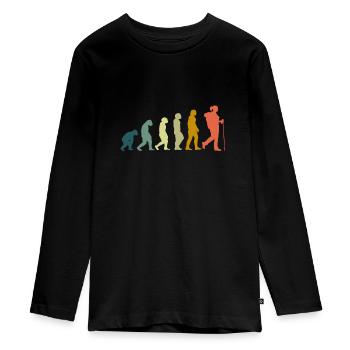 Evolution Wanderin Backpacker Pilgrim Wanderwoman - Teenager Premium Organic Long Sleeve Shirt - black - Front - AI Model Kid Female (0cm)