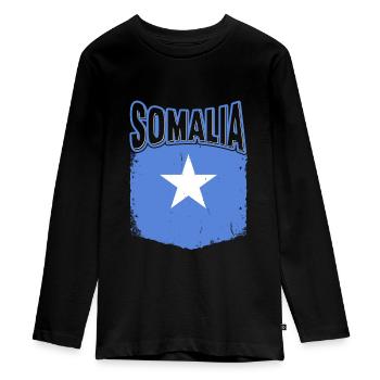 Somalia Flagge Somali Geschenk - Teenager Premium Bio Langarmshirt - Schwarz - Vorne - AI Model Kid Female (0cm)