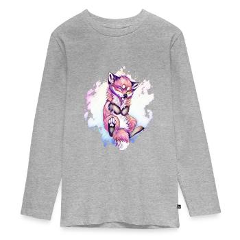 Renard - T-shirt manches longues Premium Ado - gris chiné - Devant