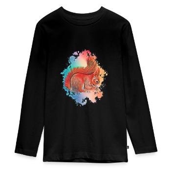 Écureuils - T-shirt manches longues Premium Ado - noir - Devant - AI Model Kid Female (0cm)