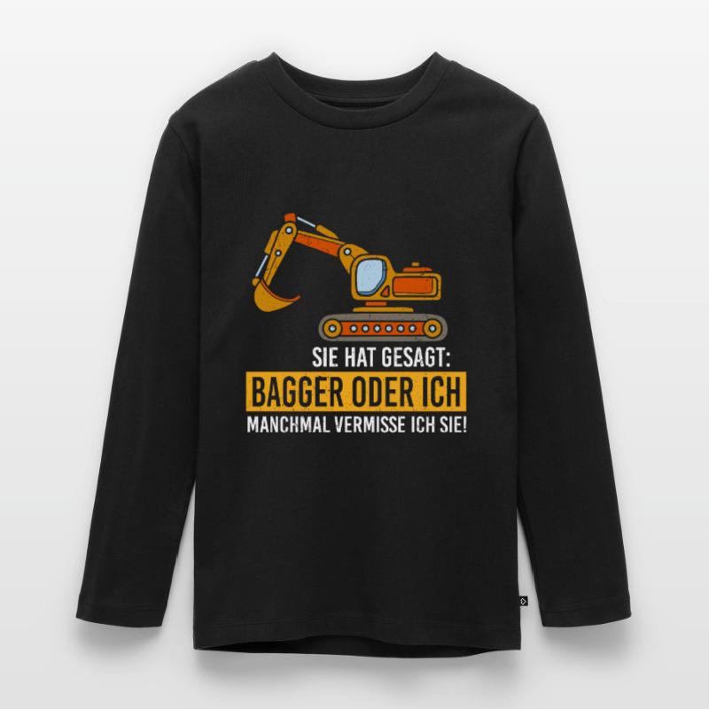Bagger oder ich Teenager Premium Bio Langarmshirt