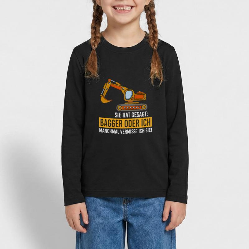 Bagger oder ich Teenager Premium Bio Langarmshirt