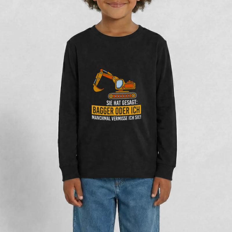 Bagger oder ich Teenager Premium Bio Langarmshirt