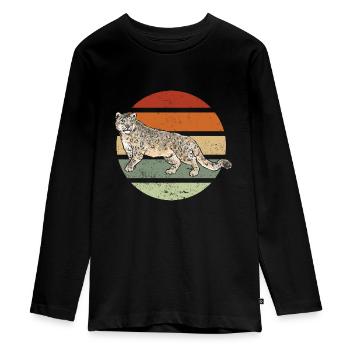 Schneeleopard - Teenager Premium Bio Langarmshirt - Schwarz - Vorne - AI Model Kid Female (0cm)
