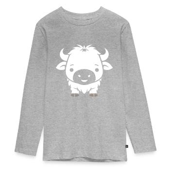 Büffel - Teenager Premium Bio Langarmshirt - Grau meliert - Vorne