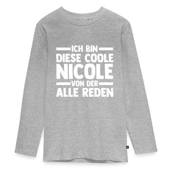 Nicole - Teenager Premium Bio Langarmshirt - Grau meliert - Vorne