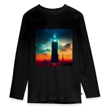 Der Turm - Teenager Premium Bio Langarmshirt - Schwarz - Vorne - AI Model Kid Female (0cm)