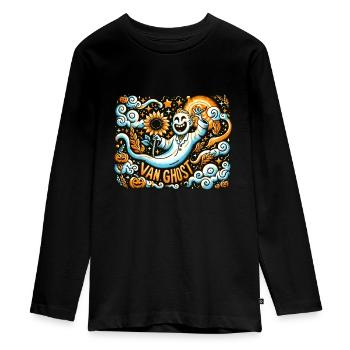 Van Ghost Art Teacher Halloween - Teenager Premium Organic Long Sleeve Shirt - black - Front - AI Model Kid Female (0cm)