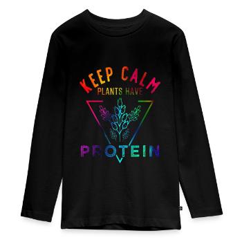 Vegan - T-shirt manches longues Premium Ado - noir - Devant - AI Model Kid Female (0cm)
