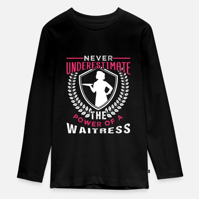 Kellnerin - Teenager Premium Bio Langarmshirt - Schwarz