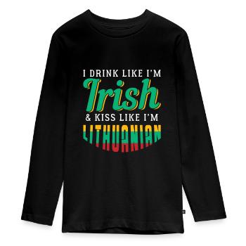 Lithuania - Teenager Premium Organic Long Sleeve Shirt - black - Front - AI Model Kid Female (0cm)