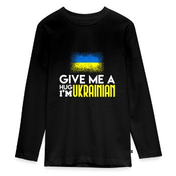 Ukraine - Teenager Premium Organic Long Sleeve Shirt - black - Front - AI Model Kid Female (0cm)