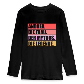Andrea - Teenager Premium Bio Langarmshirt - Schwarz - Vorne - AI Model Kid Female (0cm)