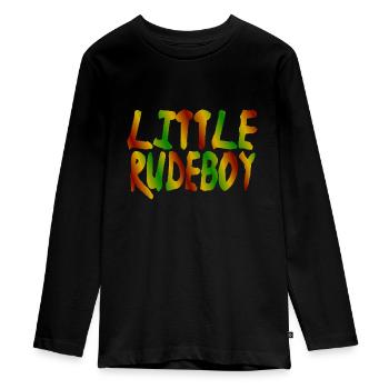Little Rudeboy - Teenager Premium Organic Long Sleeve Shirt - black - Front - AI Model Kid Female (0cm)
