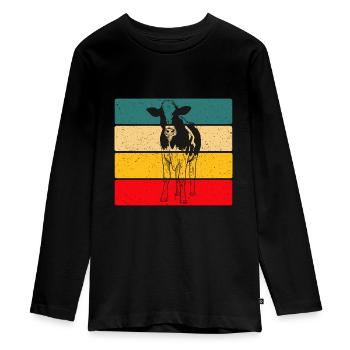 cow - Teenager Premium Organic Long Sleeve Shirt - black - Front - AI Model Kid Female (0cm)