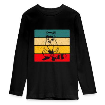 Waschbär - Teenager Premium Bio Langarmshirt - Schwarz - Vorne - AI Model Kid Female (0cm)
