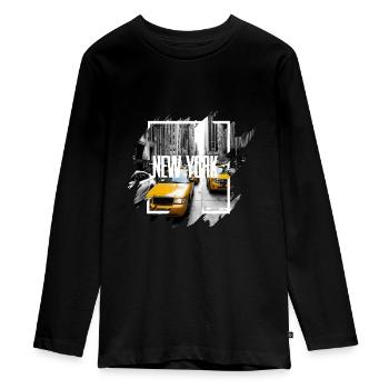 USA New York Shirt / Poster - T-shirt manches longues Premium Ado - noir - Devant - AI Model Kid Female (0cm)