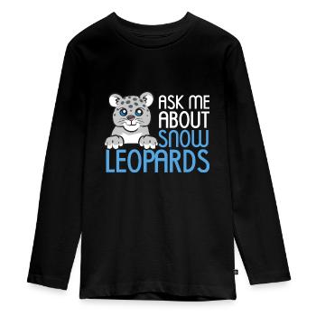 Schneeleopard - Teenager Premium Bio Langarmshirt - Schwarz - Vorne - AI Model Kid Female (0cm)