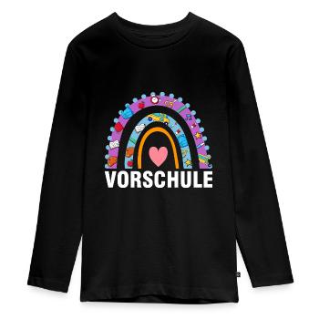 Vorschule Regenbogen Vorschüler Geschenk - Teenager Premium Bio Langarmshirt - Schwarz - Vorne - AI Model Kid Female (0cm)