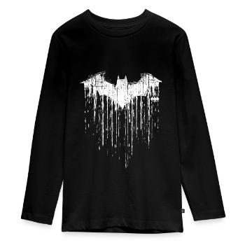 DC Comics Batman Fledermaus Used Look - Teenager Premium Bio Langarmshirt - Schwarz - Vorne - AI Model Kid Female (0cm)