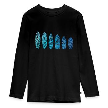 Surfbretter Kritzelei Surfbrett Surfer Surfboard - Teenager Premium Bio Langarmshirt - Schwarz - Vorne - AI Model Kid Female (0cm)