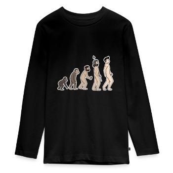 Evolution - Teenager Premium Bio Langarmshirt - Schwarz - Vorne - AI Model Kid Female (0cm)