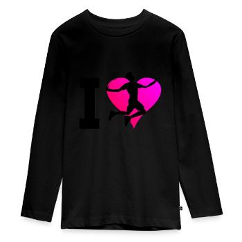 Squash Hommes Joueurs de badminton Femmes - T-shirt manches longues Premium Ado - noir - Devant - AI Model Kid Female (0cm)