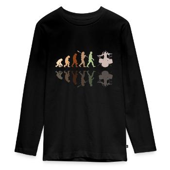 Evolution de l’homme Drums Band Retro Vintage Drummer - T-shirt manches longues Premium Ado - noir - Devant - AI Model Kid Female (0cm)