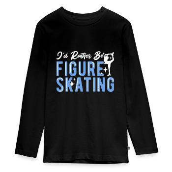 Figure skating - Teenager Premium Organic Long Sleeve Shirt - black - Front - AI Model Kid Female (0cm)