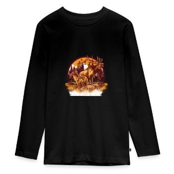 Hunting - Teenager Premium Organic Long Sleeve Shirt - black - Front - AI Model Kid Female (0cm)