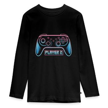 Player 2 | Must-Have for Gamers & Gamers - Teenager Premium Organic Long Sleeve Shirt - black - Front - AI Model Kid Female (0cm)