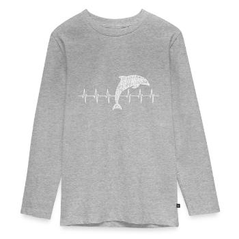 Dolphin Delfin - Teenager Premium Bio Langarmshirt - Grau meliert - Vorne