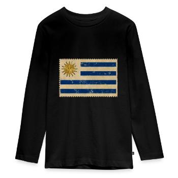 Uruguay - Teenager Premium Bio Langarmshirt - Schwarz - Vorne - AI Model Kid Female (0cm)