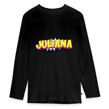 Juliana aangepaste naam comic book stijl pop art, - Tieners Premium Bio shirt met lange mouwen - zwart - Voor - AI Model Kid Female (0cm)