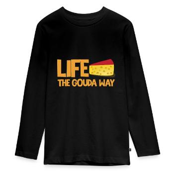Käserei Zitat für Gouda-Käse und Gouda-Liebhaber - Teenager Premium Bio Langarmshirt - Schwarz - Vorne - AI Model Kid Female (0cm)