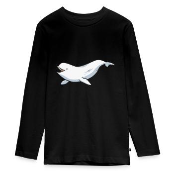 Baleine blanche Béluga - T-shirt manches longues Premium Ado - noir - Devant - AI Model Kid Female (0cm)