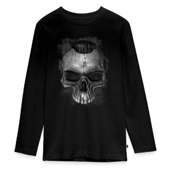rock'n'roll skull - Teenager Premium Organic Long Sleeve Shirt - black - Front - AI Model Kid Female (0cm)