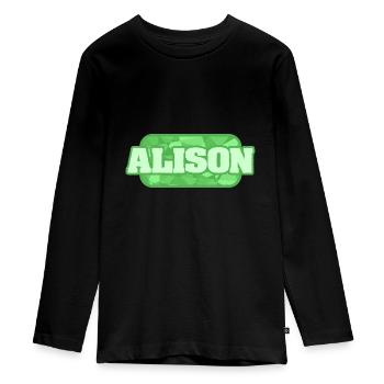 Gift for Alison - Teenager Premium Organic Long Sleeve Shirt - black - Front - AI Model Kid Female (0cm)