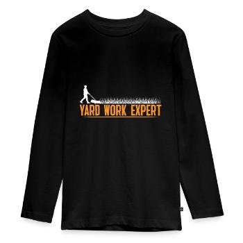 Yard Work Expert 23 - Teenager Premium Organic Long Sleeve Shirt - black - Front - AI Model Kid Female (0cm)