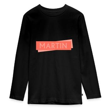 First name Martin - Teenager Premium Organic Long Sleeve Shirt - black - Front - AI Model Kid Female (0cm)