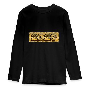 Year 2029 - Teenager Premium Organic Long Sleeve Shirt - black - Front - AI Model Kid Female (0cm)