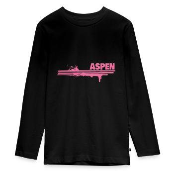 Farbklecks Aspen - Teenager Premium Bio Langarmshirt - Schwarz - Vorne - AI Model Kid Female (0cm)