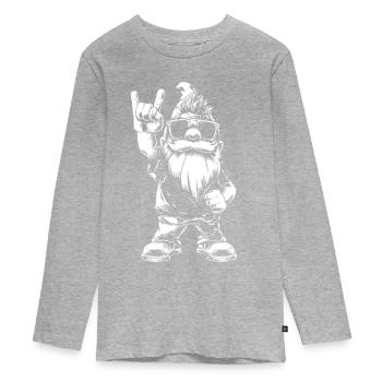 Heavy Metal Gartenzwerg Rockstyle - Teenager Premium Bio Langarmshirt - Grau meliert - Vorne
