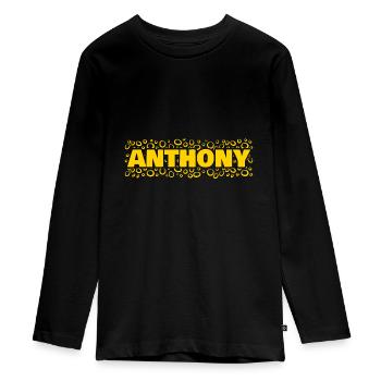 First name Anthony - Teenager Premium Organic Long Sleeve Shirt - black - Front - AI Model Kid Female (0cm)