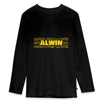 Alwin as a first name - Teenager Premium Organic Long Sleeve Shirt - black - Front - AI Model Kid Female (0cm)