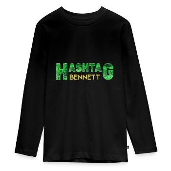 First name Bennett - Teenager Premium Organic Long Sleeve Shirt - black - Front - AI Model Kid Female (0cm)