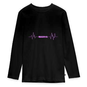 First name Madita - Teenager Premium Organic Long Sleeve Shirt - black - Front - AI Model Kid Female (0cm)