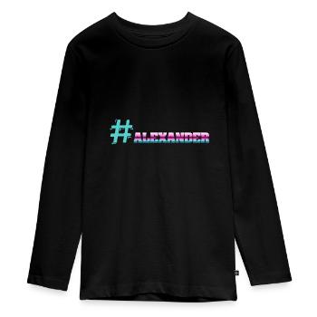 Geschenk für Alexander - Teenager Premium Bio Langarmshirt - Schwarz - Vorne - AI Model Kid Female (0cm)