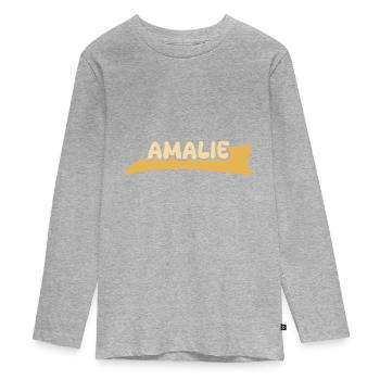 Prénom Amalie - T-shirt manches longues Premium Ado - gris chiné - Devant