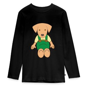 Petit chien mignon dessin - T-shirt manches longues Premium Ado - noir - Devant - AI Model Kid Female (0cm)